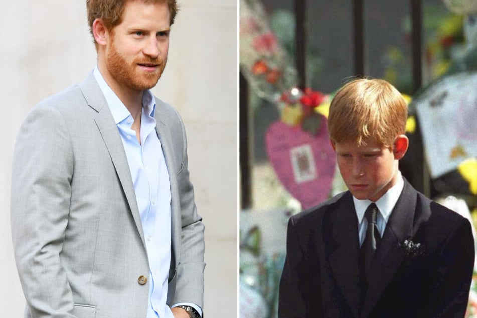 Prinz Harry 2017 und 1997. Erstmals sprach er öffentlich über seine psychischen Probleme nach dem Tod seiner Mutter.