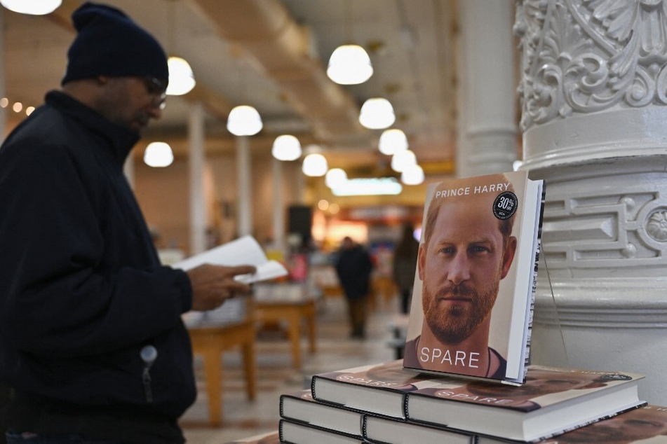 Copies of Spare are displayed at a Barnes &amp; Noble bookstore in New York City.