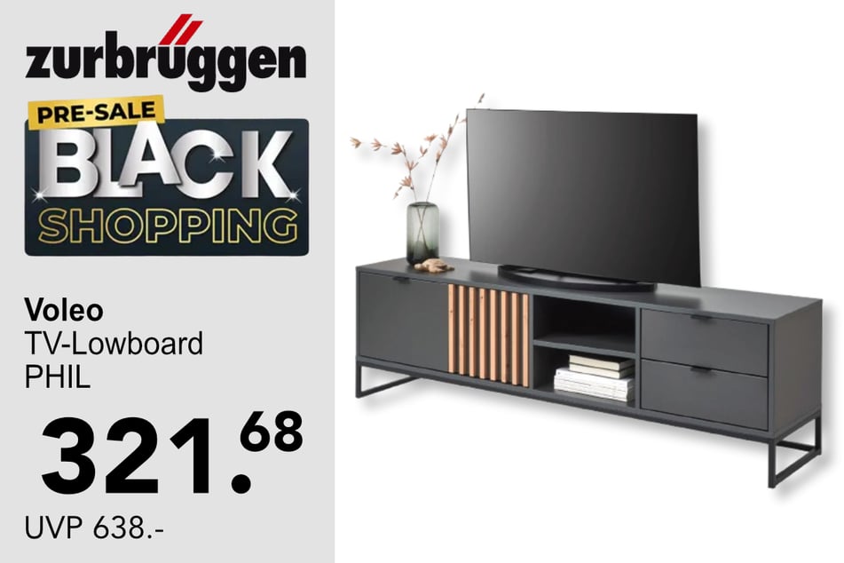 Das Voleo TV-Lowboard PHIL für 321,68 statt 638 Euro.