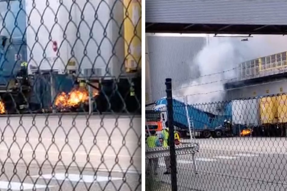 Eine Müllpresse hatte Feuer gefangen.