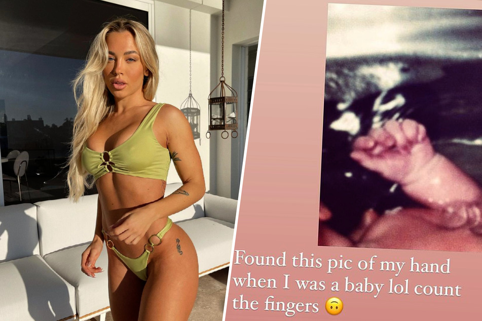 Tammy Hembrow (27) teilte in ihrer Instagram-Story ein Bild ihrer Hand, als sie noch ein kleines Baby war. Fällt Euch etwas auf?
