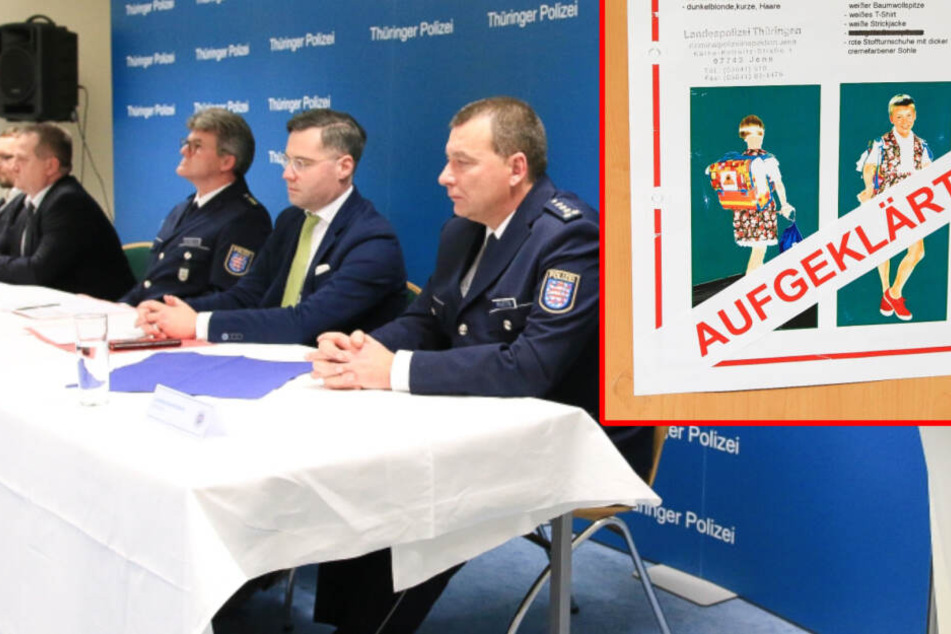 Auch das Alte Fahndungsplakate nach dem Mädchen zeigten die Polizisten auf der Pressekonferenz. (Bildmontage)