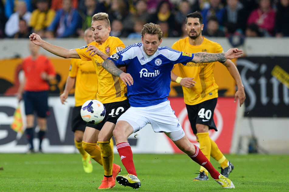 Luca Dürholtz (27, l.) war in seiner ersten Saison Stammkraft bei Dynamo Dresden in der 3. Liga.