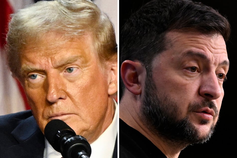 Ukrainian President Volodymyr Zelensky (r.) said in an interview aired Thursday that US President-elect Donald Trump's "unpredictability" could help end the war with Russia.