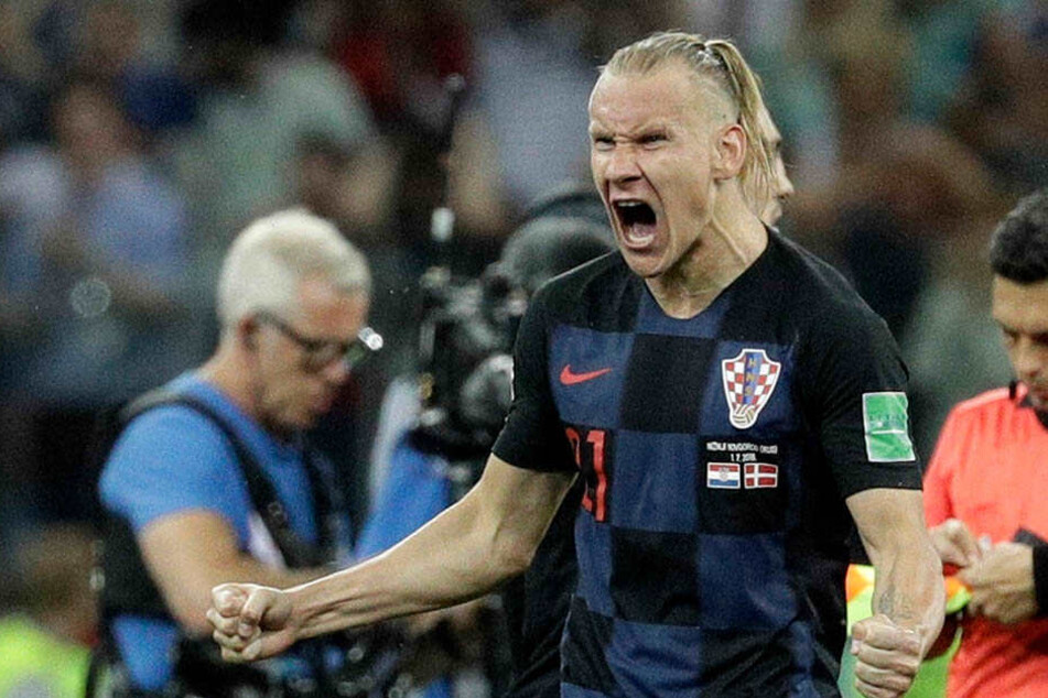 Kroatiens Verteidiger Domagoj Vida schreit seine Freude raus.
