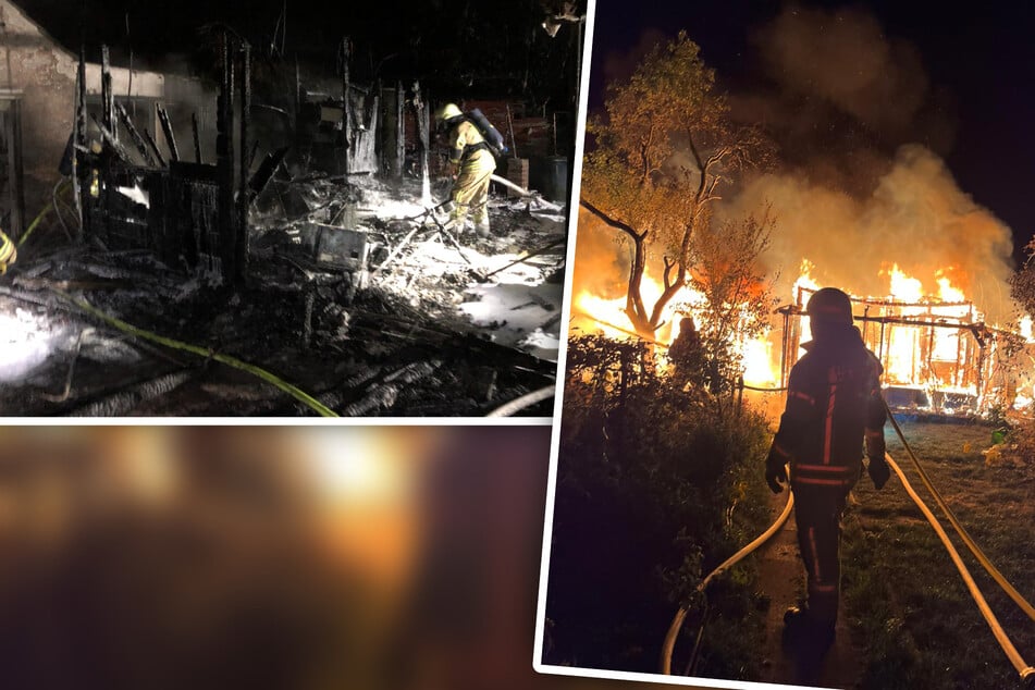 Gartenlaube brennt in Helmstedt: Feuerwehr kämpft stundenlang mit den Flammen