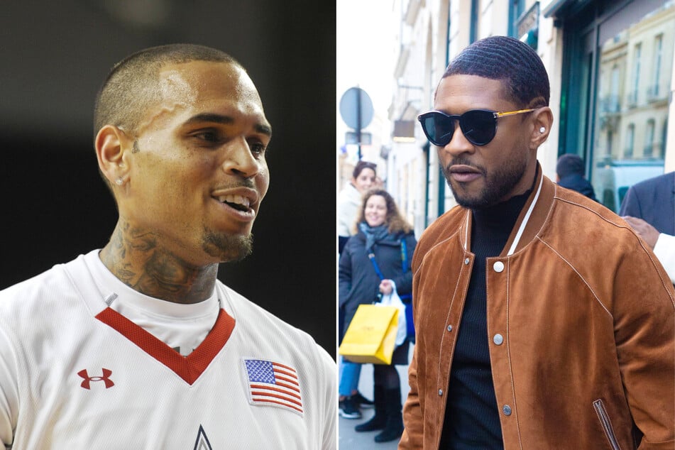 Singers Usher (r.) and Chris Brown allegedly got into an argument while at a birthday party.