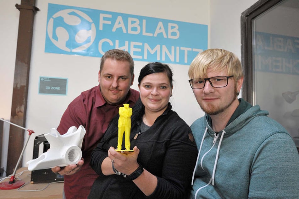 Stoßen in neue Dimensionen vor: Daniel Tauscher (31, l.), Saskia Leupold (31) und Mario Voigt.