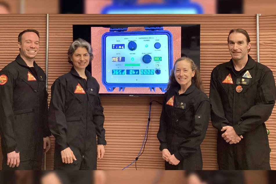 Kelly Haston's (2nd from R) only direct human contacts were her three teammates and fellow Mars colonists – but she insists they never went stir-crazy.