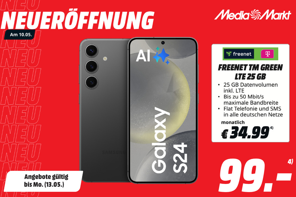 Samsung Galaxy S24 für 99 Euro / 34,99 Euro monatlich.