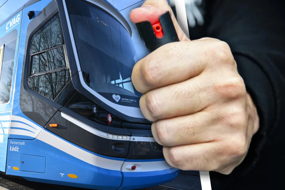 In einer Chemnitzer Straßenbahn versprühte ein 39-jähriger Deutscher Reizgas.