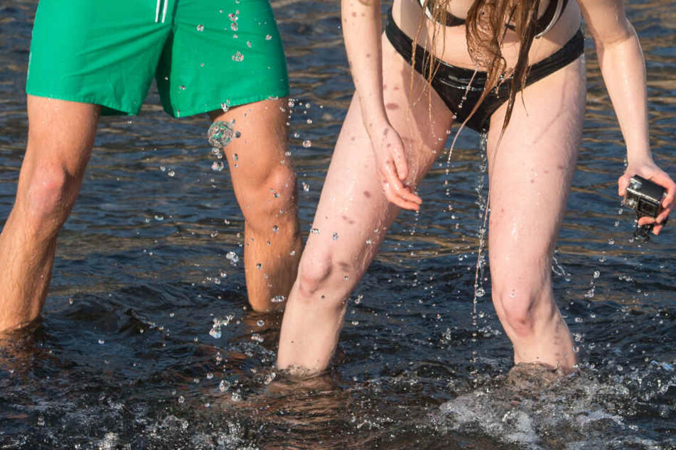 Richtig kalt wird es beim Eisbaden in Bad Frankenhausen.