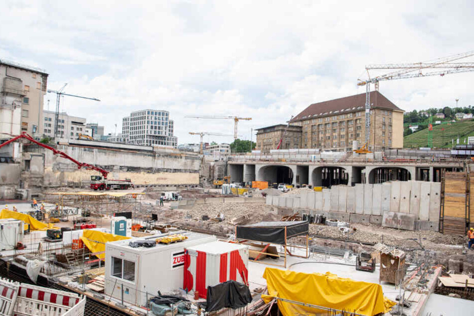Die Baugrube am Hauptbahnhof des Bahnprojekts Stuttgart 21.