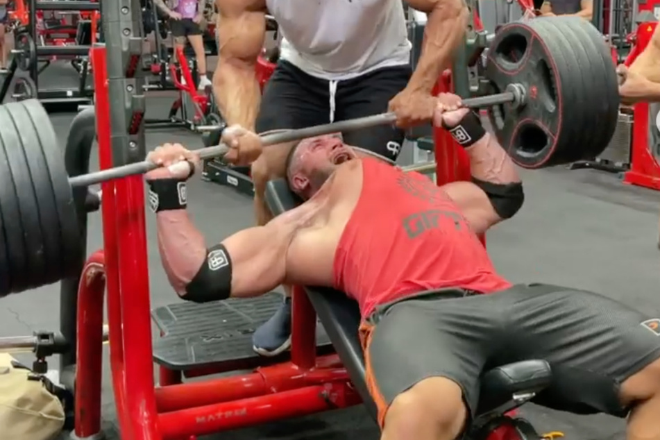 A muscle in "Big Rig's" (23) right chest shattered while bench pressing.