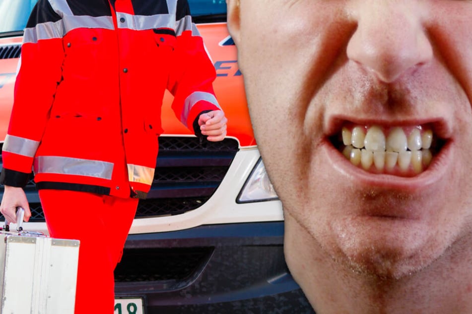Fotomontage: Im Rettungswagen ging der schwer verletzte 22-Jährige plötzlich auf die Sanitäterin los (Symbolbild).