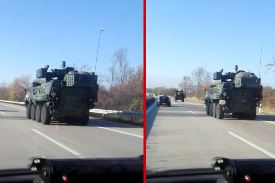 Die Panzer rollten von Osten kommend Richtung Leipzig. Ihr Ziel ist offenbar der US-Übungsplatz Hohenfels in Bayern.