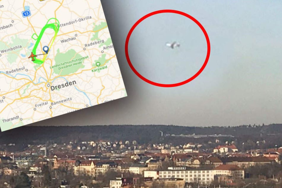 Die Karte verrät es: Der A319 von EasyJet ist zu einer Touch and Go-Übung in Dresden.