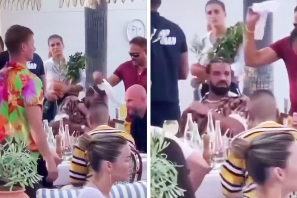 Drake and his crew were caught in a hilarious viral video trying to swat at a bee while the rapper was on vacation in France.