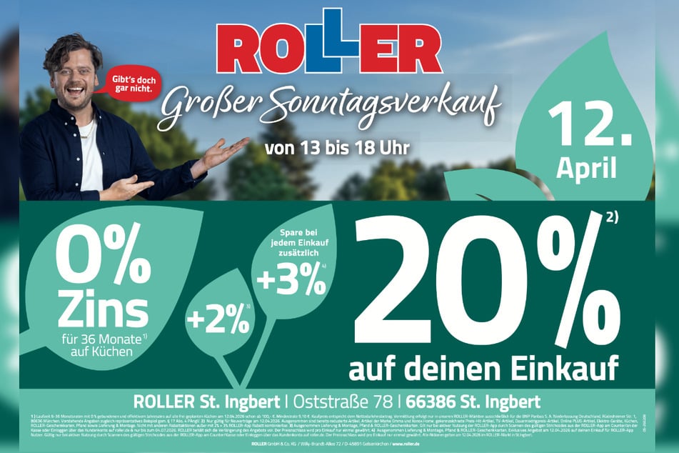 Der verkaufsoffene Sonntag (12.4.) bei ROLLER in St. Ingbert steigt von 13 bis 18 Uhr.