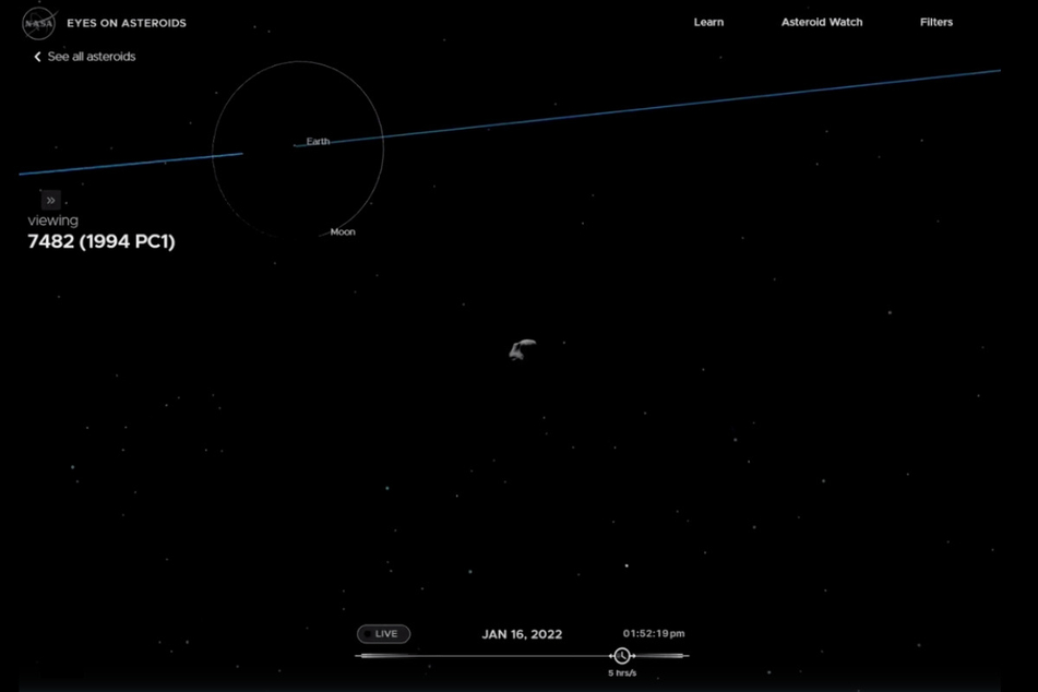 Der vom Nasa-Kollisions-Überwachungssystem "Sentry" entdeckte Asteroid "2022 AE1".