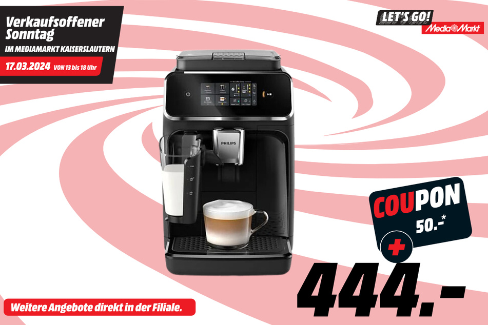 Philips-Kaffeevollautomat für 444 Euro + 50-Euro-Coupon.