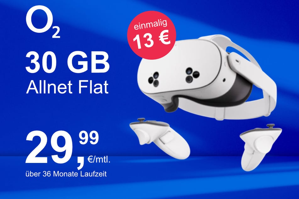 Die Meta Quest 3s im o2 Mobile M inkl. 30 GB+ für einmalig nur 13 Euro.