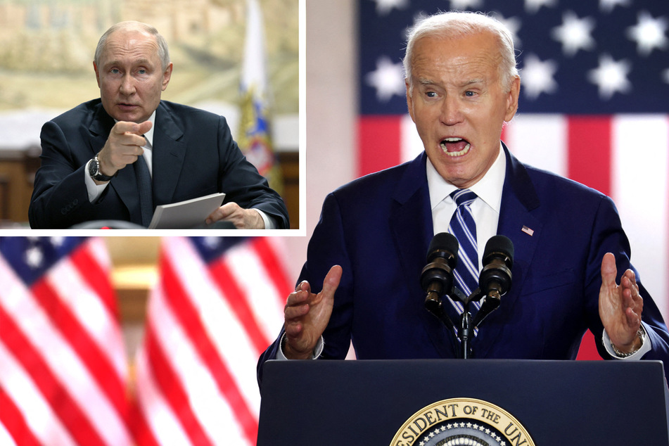 President Joe Biden said Wednesday that "pariah" Vladimir Putin (inset l.) is "losing" the war in Ukraine.