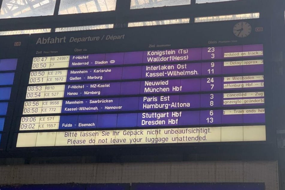 Zahlreiche Züge fielen aus, der ICE von Hamburg nach Stuttgart wurde eingestellt.