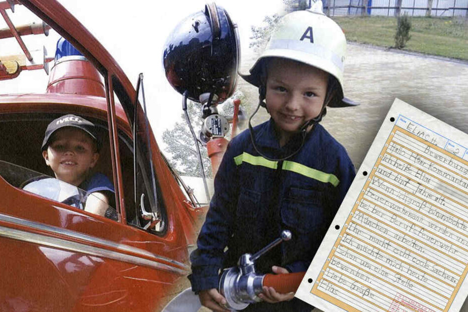 Elias (7) großer Traum ist es bei der Feuerwehr zu arbeiten. (Bildmontage)
