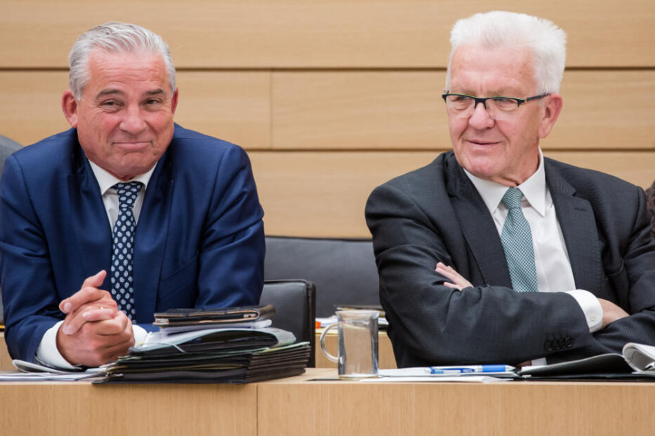 Neben Winfried Kretschmann (rechts) war auch Thomas Strobl (links) zugegen.