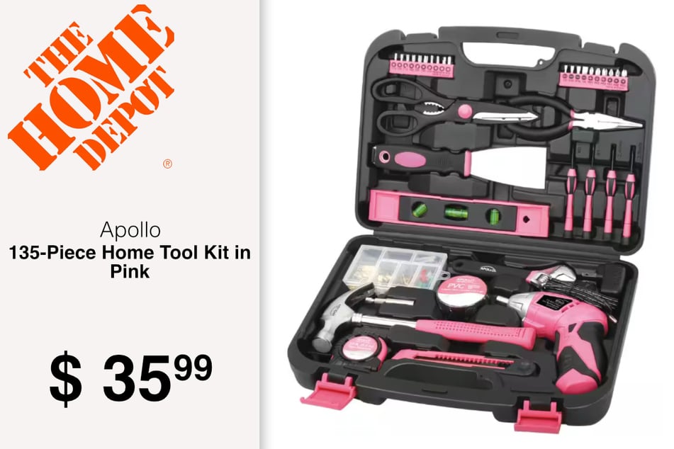 Apollo 135-Piece Home Tool Kit in Pink