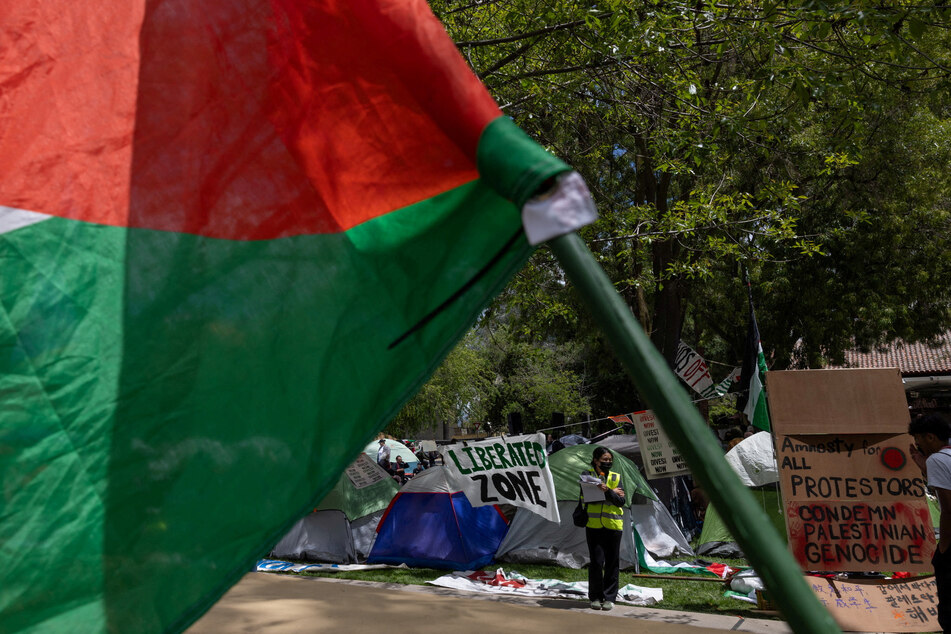 Students organize a Gaza solidarity encampment in support of besieged Palestinians at Stanford University in California.