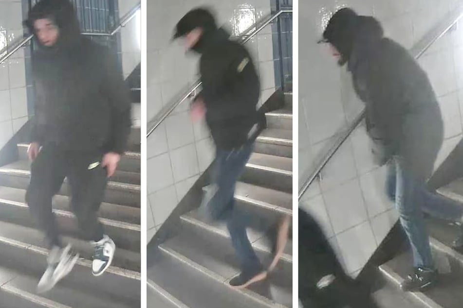 Bilder der Überwachungskamera zeigen die Tatverdächtigen 1, 2 und 4.
