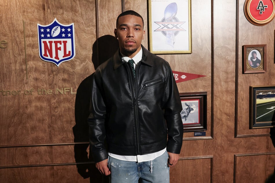Detroit Lions wide receiver Amon-Ra St. Brown attends the Abercrombie and Fitch NFL Super Bowl weekend fashion presentation at the NFL Culture Club at The Pearl in San Francisco, California, on February 7, 2026.