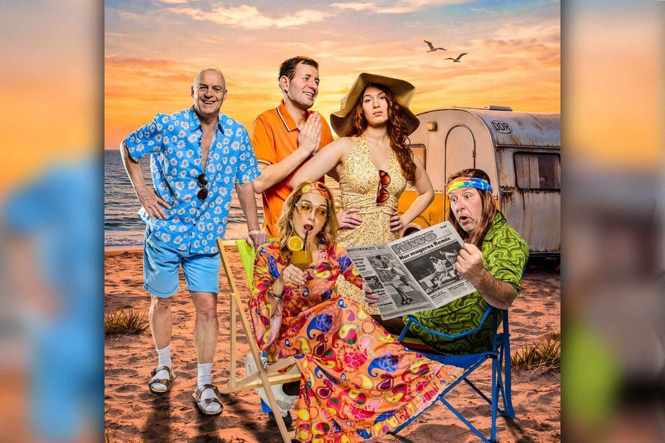 Spielen im Musical "Eine neue Liebe..." mit (v.l.): Guido Fuchs, Christoph Ehrlichmann, Lydia Ernst, Lisa Lotte Preißler und Thomas Böttcher.