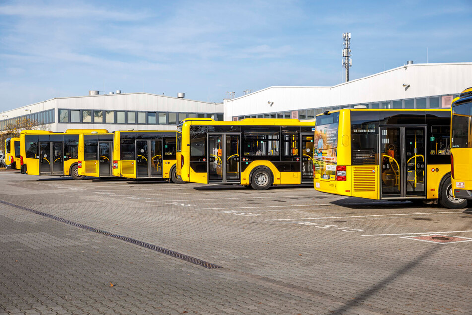Die DVB-Flotte umfasst ohne Subunternehmen 170 Busse, von denen Dutzende im Betriebshof Gruna stehen.