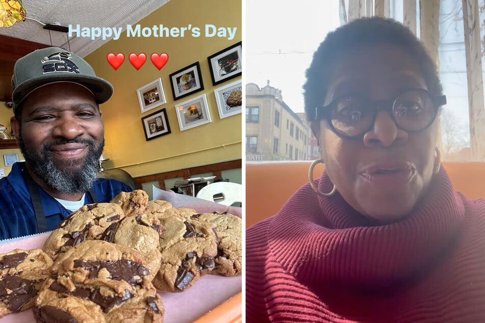 Mother and son share a love of sweets.