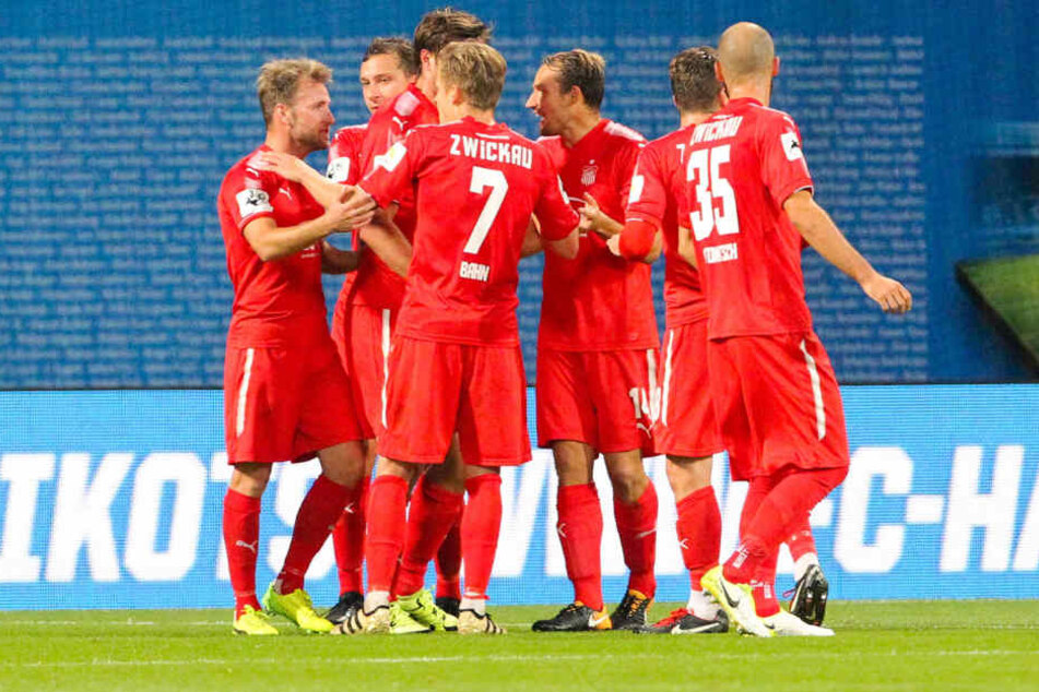 Jubel zum 1:1. Robert Koch bescherte den Zwickauern den Ausgleich.