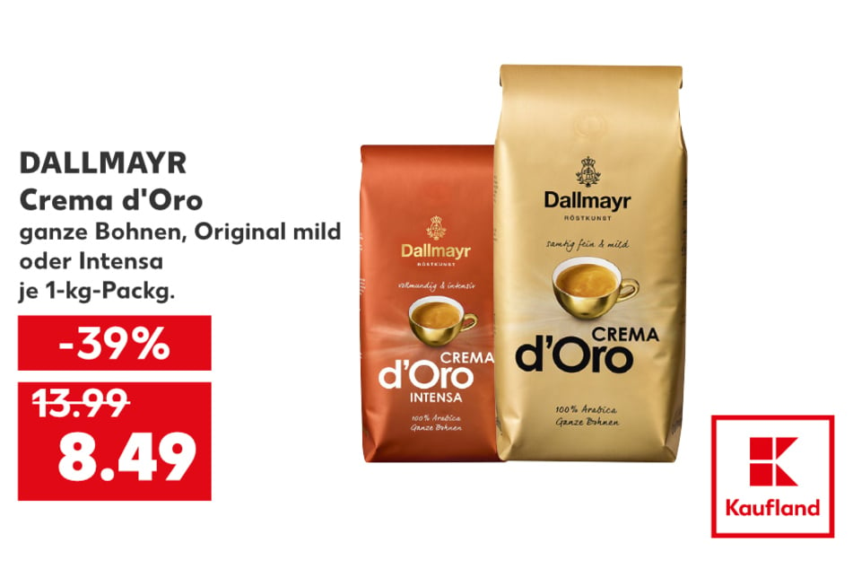 Dallmayr Kaffee für nur 8,49 Euro statt 13,99 Euro.