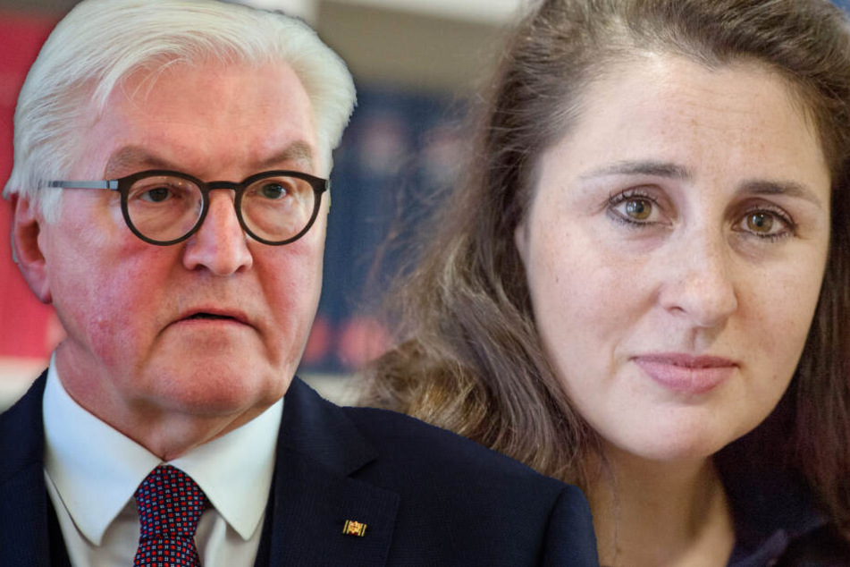 Fotomontage: Bundespräsident Frank Walter Steinmeier und die bedrohte Anwältin Seda Basay-Yildiz treffen am Donnerstag aufeinander.