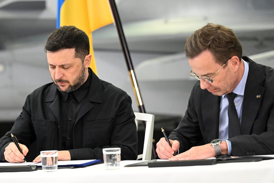 Der schwedische Ministerpräsident Ulf Kristersson (r., 61) und der ukrainische Präsident Wolodymyr Selenskyj (47) am Mittwoch in Schweden.