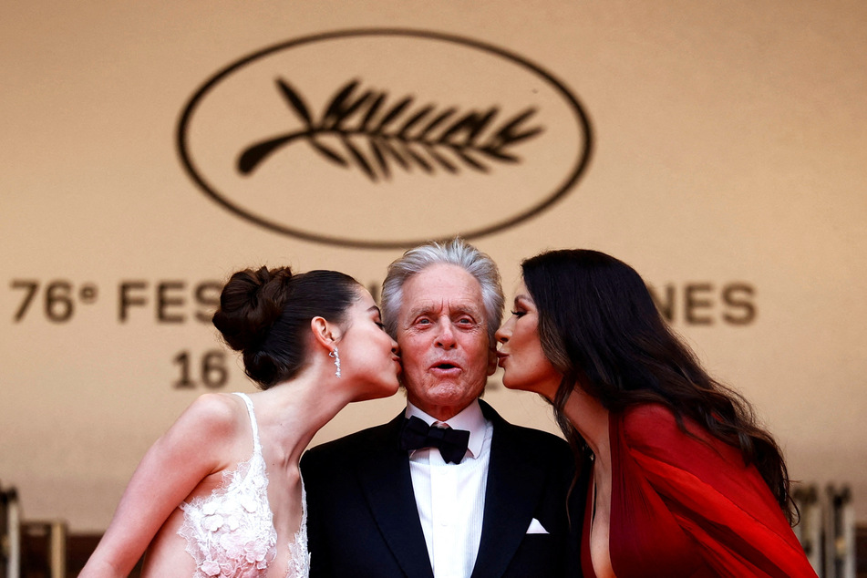 Michael Douglas received the Honorary Palme d'Or at the opening of the 76th Cannes Film Festival on Tuesday.