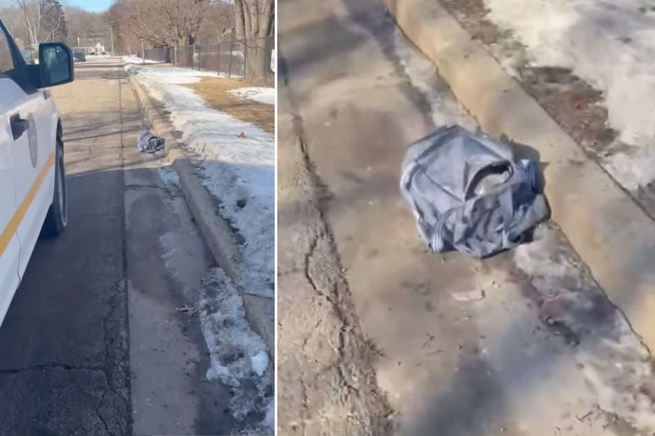 Beamte der Polizei in Waukegan entdeckten diese Tasche am Straßenrand.