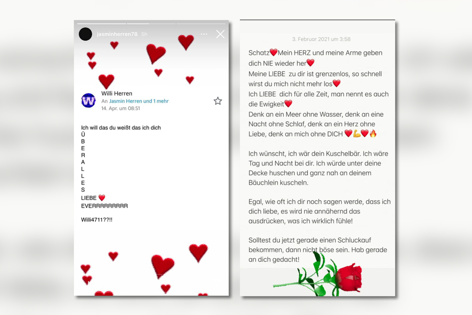 In ihrer Story bei Instagram teilte Jasmin Herren (42) einige Liebesnachrichten, die Willi Herren (†45) ihr vermutlich schickte.