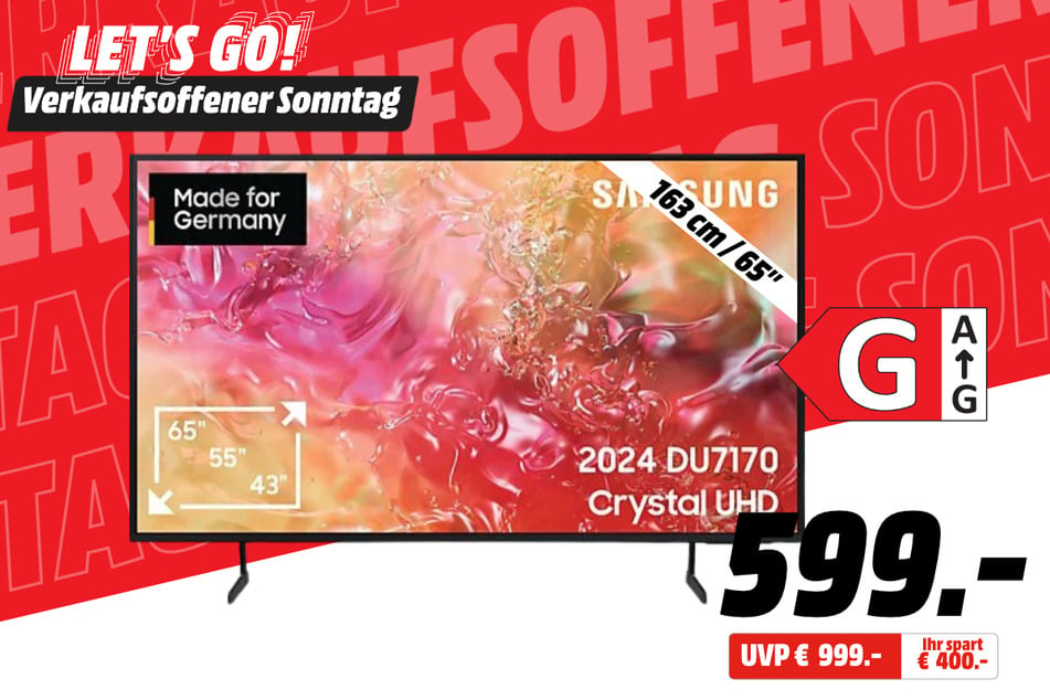 65-Zoll Samsung-Fernseher für 599 statt 999 Euro.