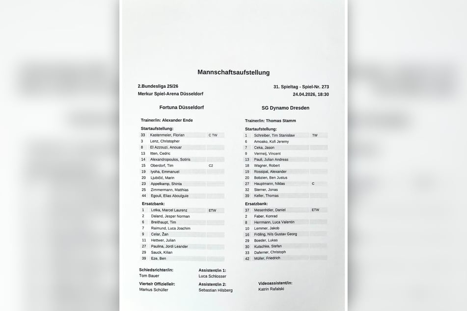 Die Aufstellungen der heutigen Partie.