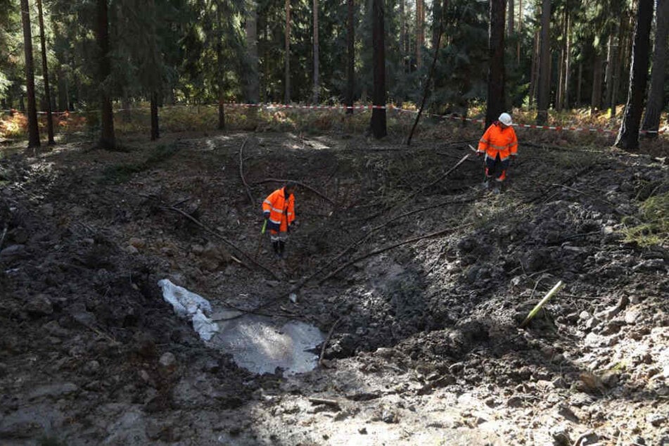 Auf der Räumstelle in der Dippoldiswalder Heide wurde eine Sprengung von Munition aus dem Zweiten Weltkrieg durchgeführt.