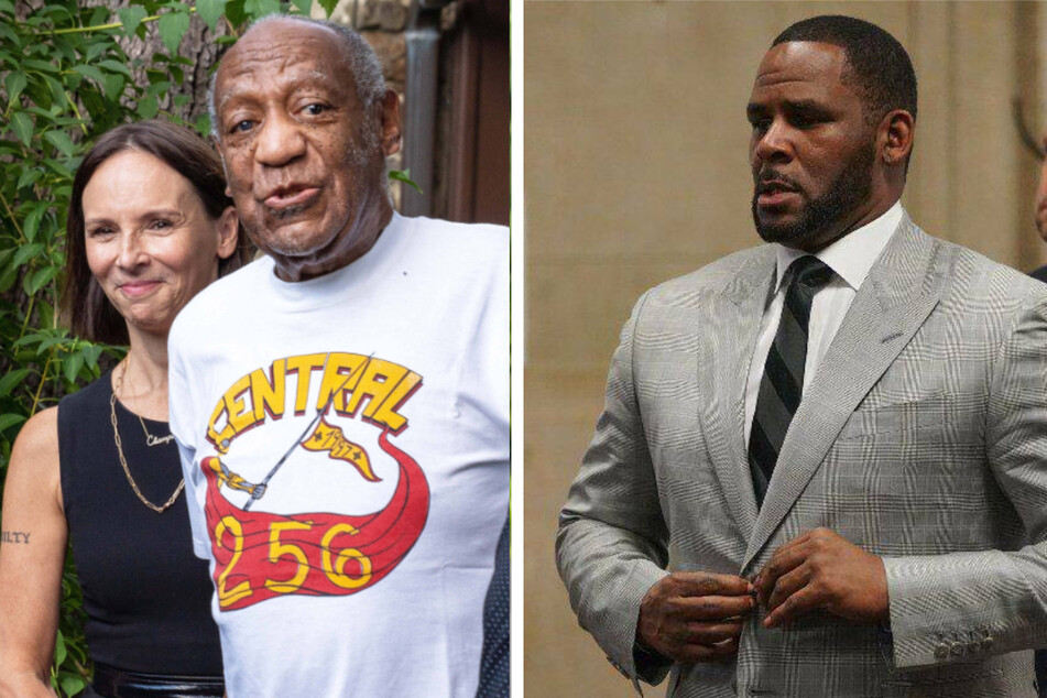 Jennifer Bonjean celebrated with her client Bill Cosby upon his release from prison (l.). She is now representing R. Kelly (r.) in his upcoming Chicago trial.