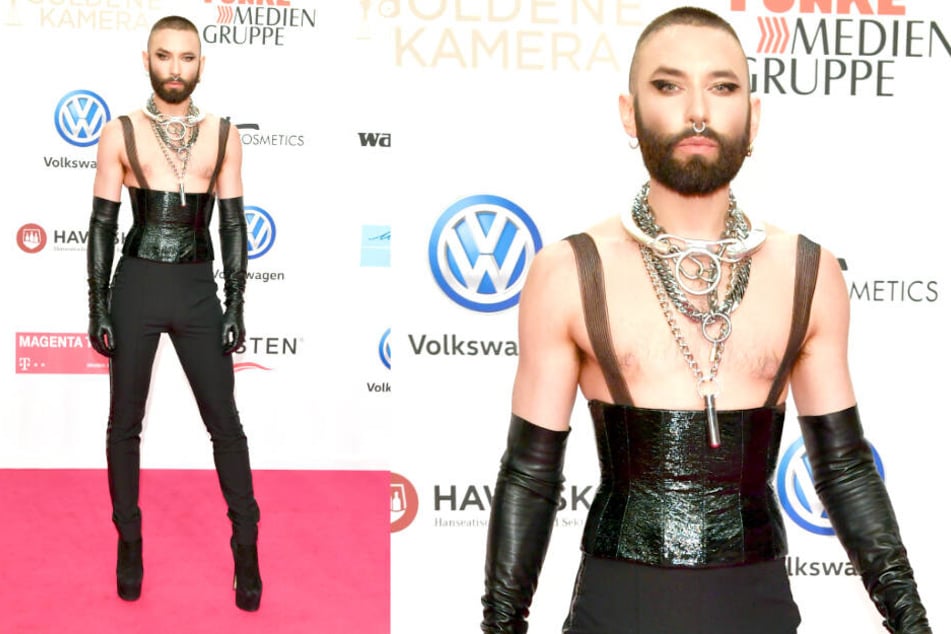 Mit diesem gewagten Outfit zog Conchita Wurst (30) bei der Goldenen Kamera alle Blicke auf sich.