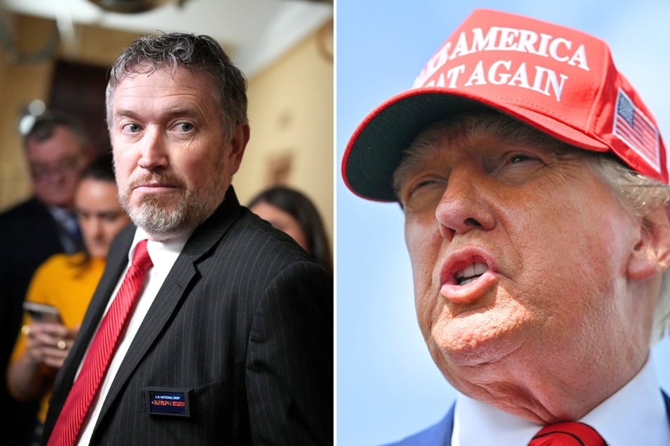 President Donald Trump (r.) has launched a super PAC devoted to unseating Kentucky Congressman Thomas Massie as revenge for criticizing him.